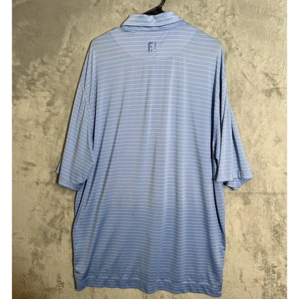 FOOTJOY FJ Blue White Striped Short Sleeve Polo Golf Shirt Men’s‎ Size XL